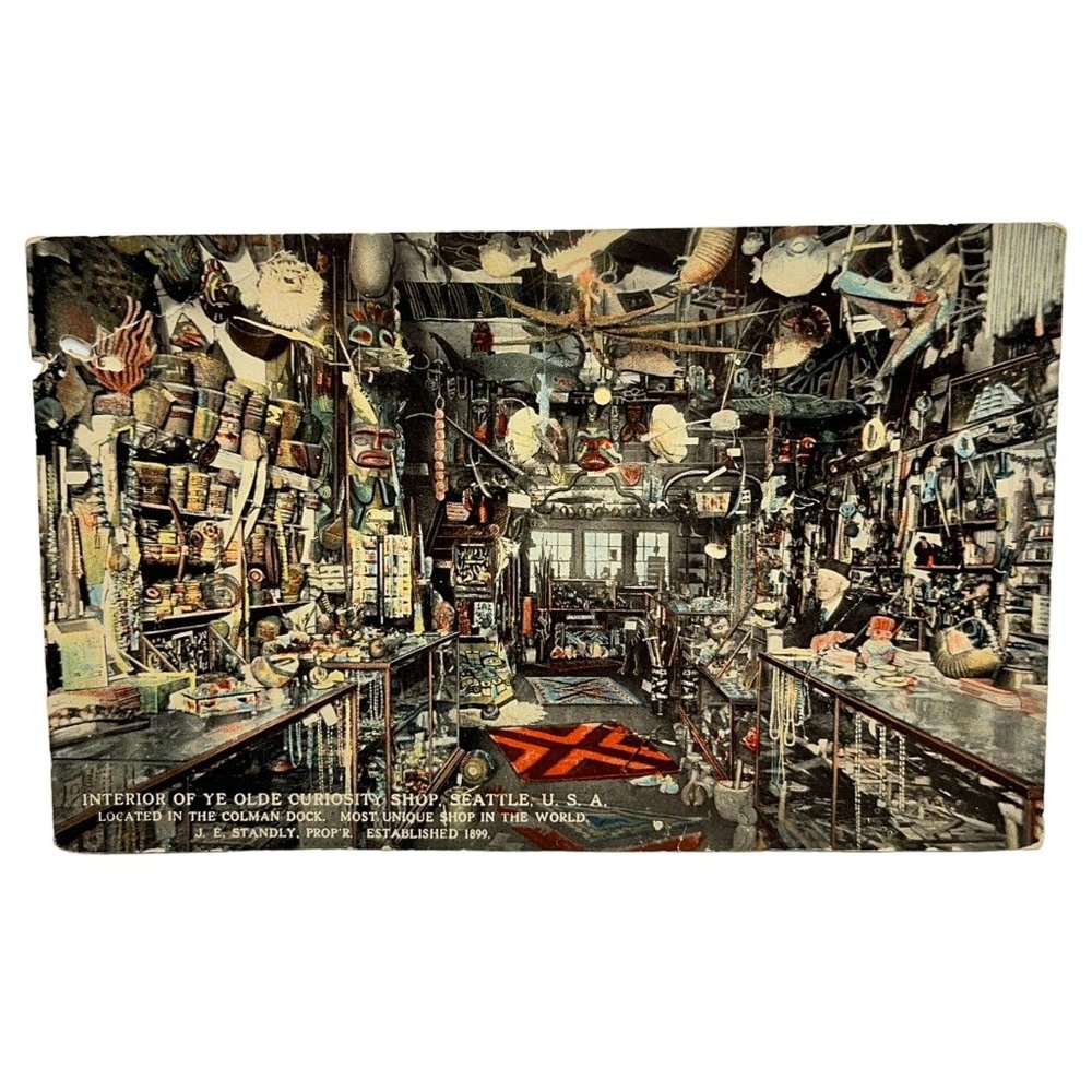 Ye Olde Curiosity Shop Seattle WA Postcard Early 1900s Colman Dock